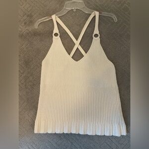 NWT Anthropologie Cream Ribbed Camisole with Cross-Back size large